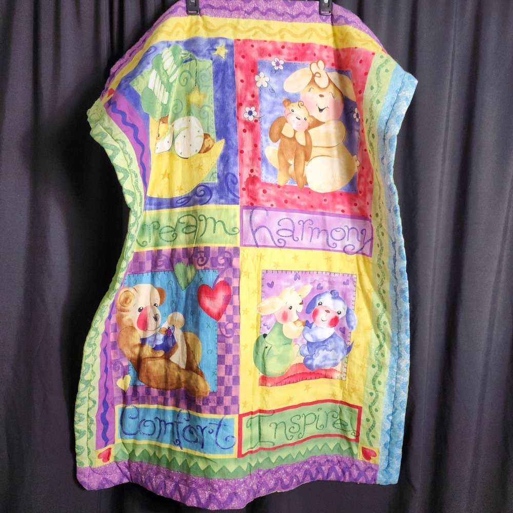 Michelle L Palmer Baby Quilt Reversible‎ Animal Nursery Blanket 32x42 Multicolor